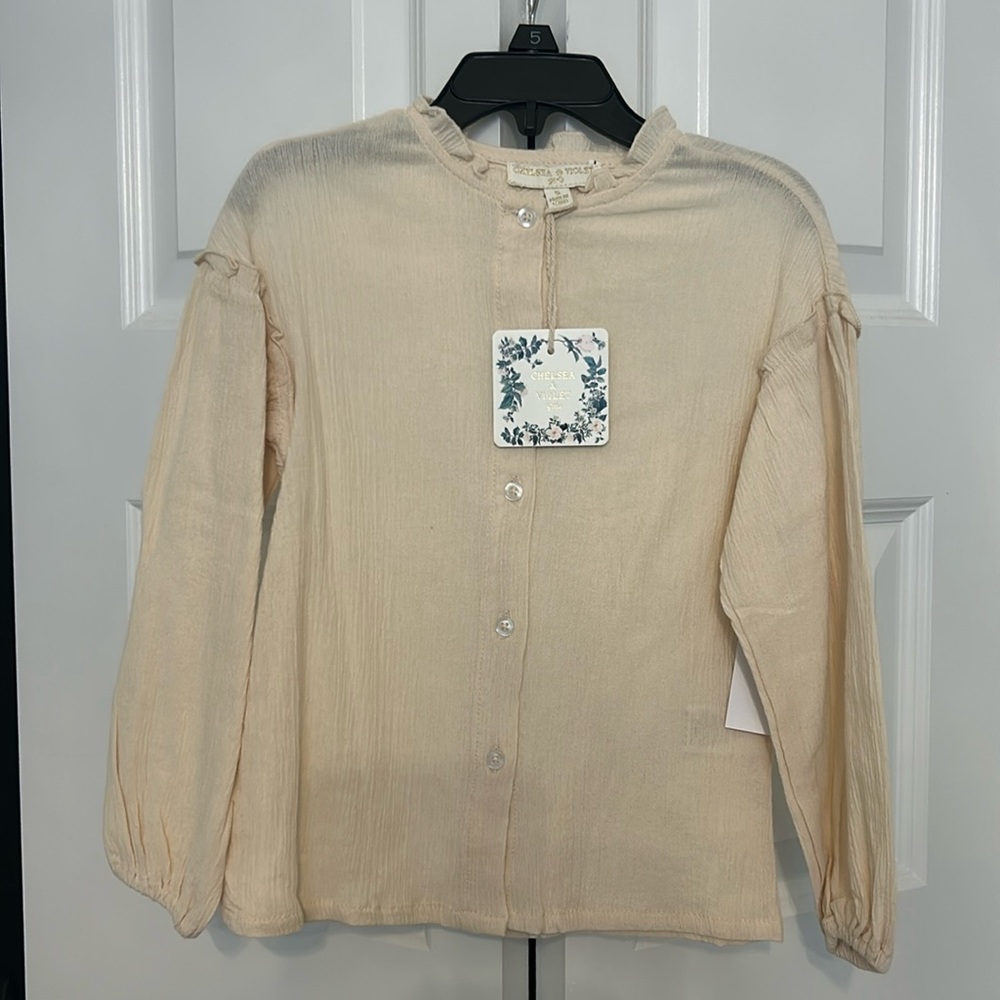 Brand new size 5 cream Chelsea and Violet Tan button up shirt